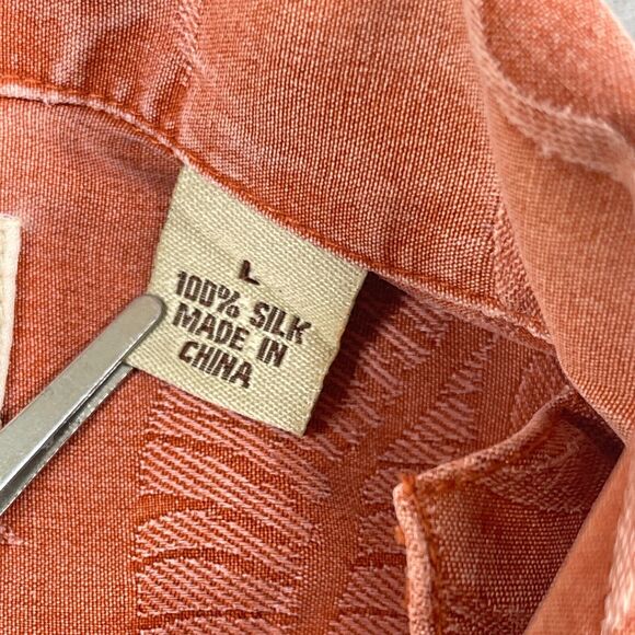 Tommy Bahama Shirt Mens Size Large Orange Button UP Hawaiian Silk Floral - Picture 4 of 10